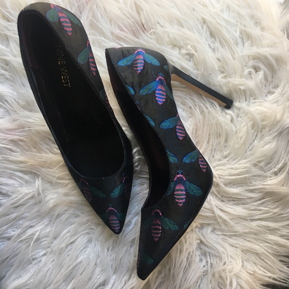 Nine West Bee Embroidery Heels Pumps pointed toe - Picture 3 of 4